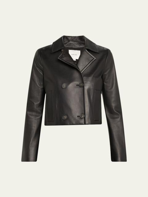 Vince Shrunken Leather Peacoat