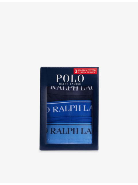 Polo Ralph Lauren Logo waistband classic-fit stretch-cotton trunks pack of three
