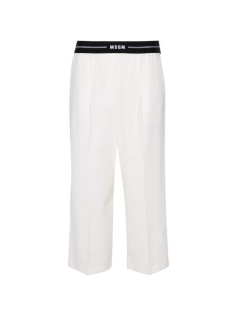 MSGM logo-waistband cropped trousers