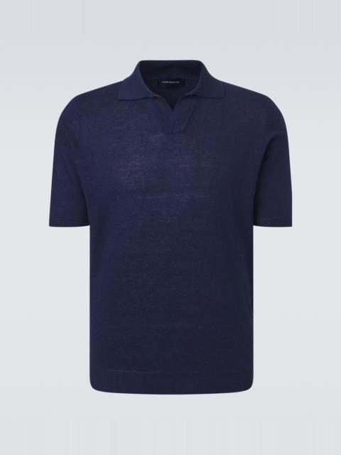 THOM SWEENEY Linen and cotton polo shirt