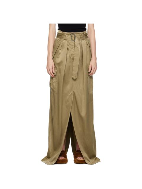 Beige Pin-Buckle Maxi Skirt