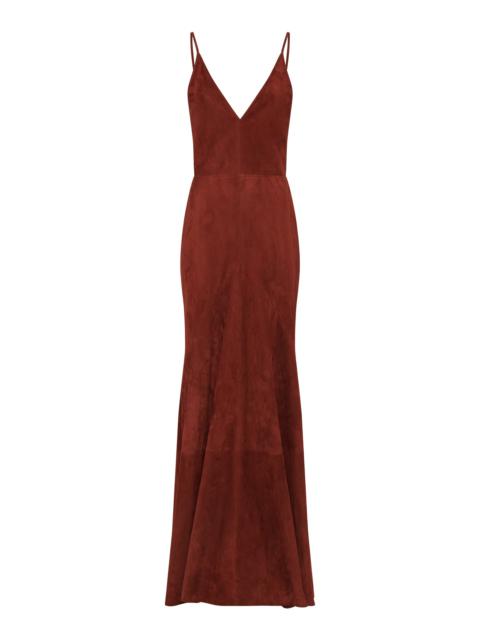 GABRIELA HEARST Brigita Slip Dress in Burnt Sienna Suede