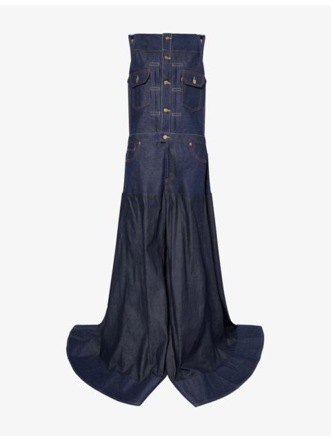 sacai Sacai X Levi's Flared Sleeveless Denim Jumpsuit