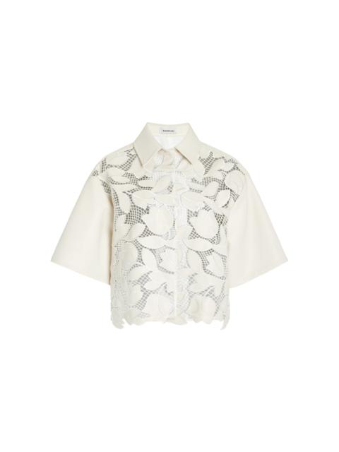 Robinson Embroidered Vegan Leather Shirt off-white