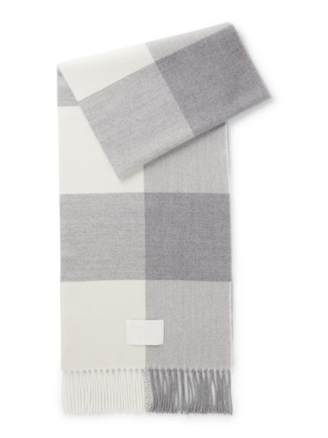 BOSS FRINGED SCARF IN GLEN PLAID WOOL