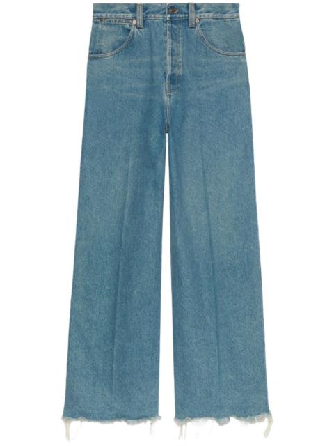 GUCCI logo-patch cotton wide-leg jeans