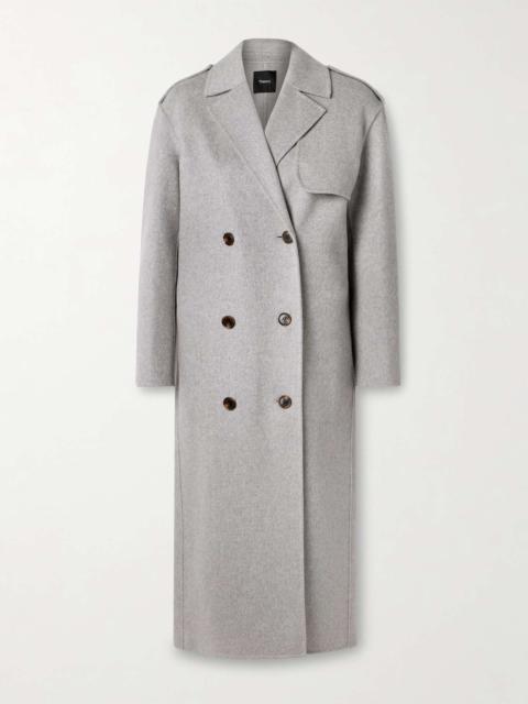 Theory Double-breasted wool and cashmere-blend felt coat Gray