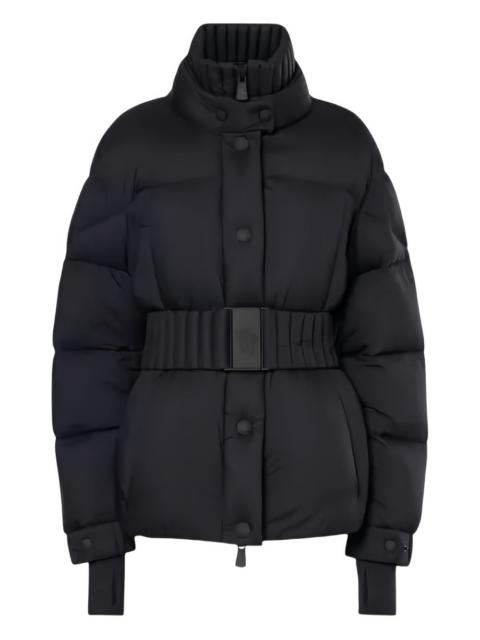 Moncler logo-patch belted coat