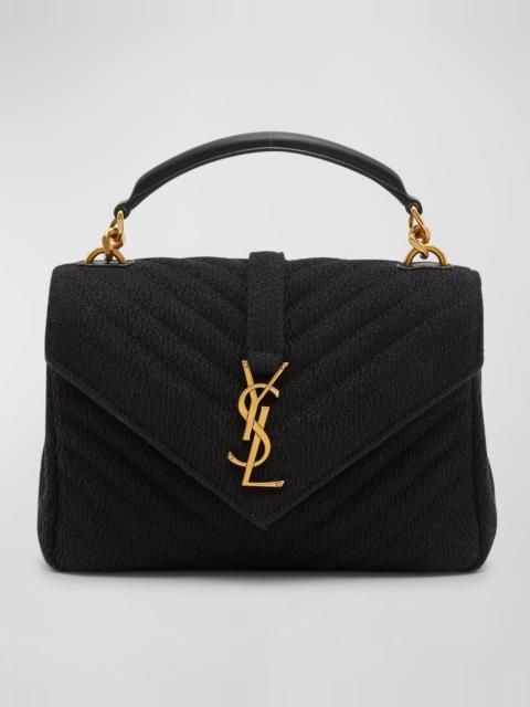 SAINT LAURENT College Medium Flap YSL Shoulder Bag in Quilted Tweed
