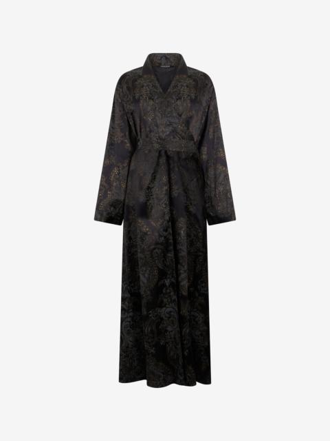 Roberto Cavalli Ornamental Black Silk Kimono Dress