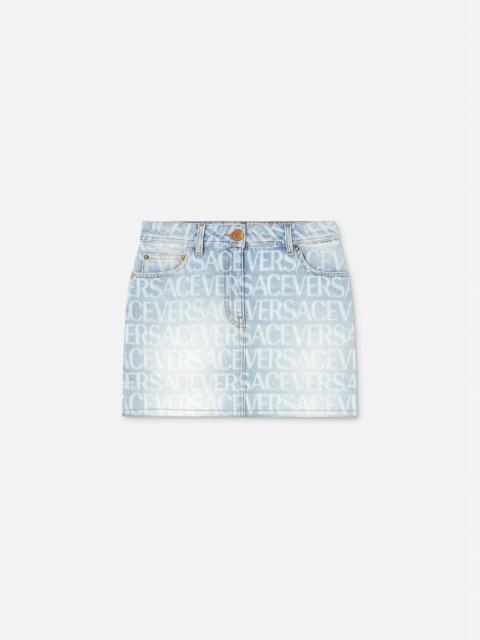 Versace Allover Denim Mini Skirt