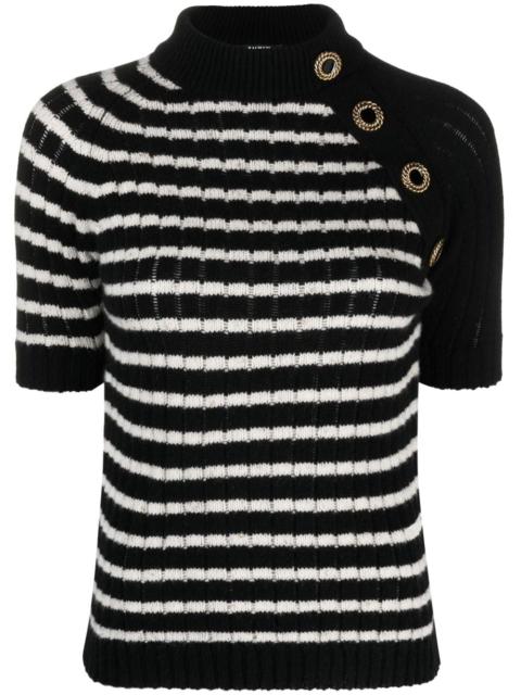 Balmain striped cashmere-blend top