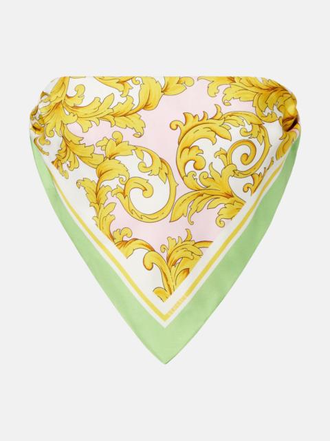 VERSACE Printed silk twill bandeau top