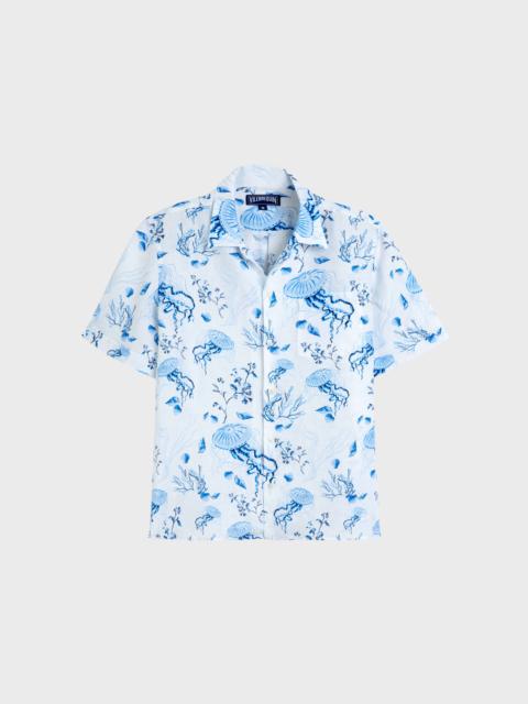 Vilebrequin Men Bowling Linen Shirt Medusa and Shells