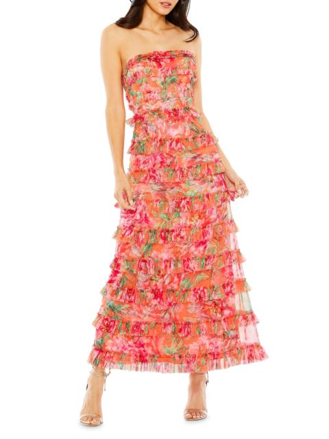 MAC DUGGAL Women's Ruffled Strapless Maxi Dress - Orange Multi