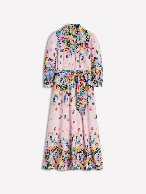 BODEN Clara Linen Blend Shirt Dress-Chalk Pink, Painterly Cluster