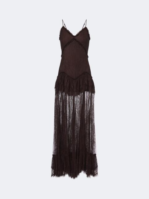 De La Vali Kala tiered ruffled lace midi dress