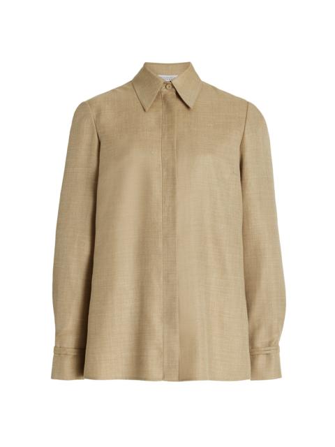 GABRIELA HEARST Cruz Shirt in Hay Virgin Wool and Silk Linen