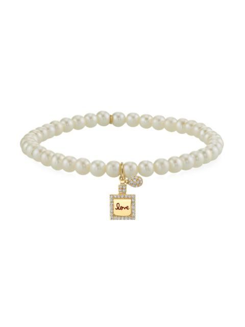 SYDNEY EVAN Women's 14K Yellow Gold, Freshwater Pearl & 0.22 TCW Diamond Perfume Bottle Bracelet - White Gold