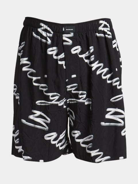 Men's Scribble Logo Viscose Shorts