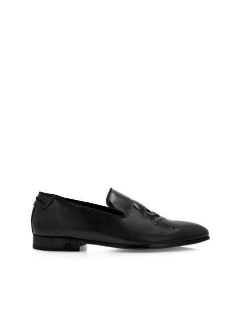 PHILIPP PLEIN skull-embossed leather loafers