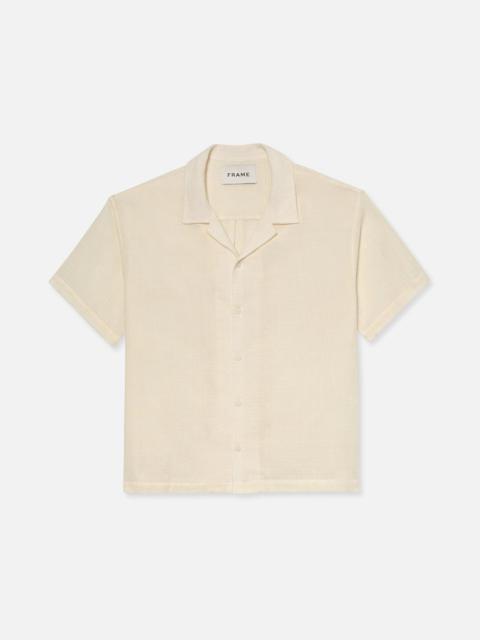 FRAME Short Sleeve Camp Collar Shirt in Off White