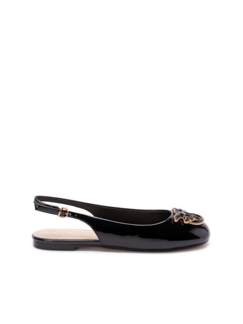 PINKO logo-plaque slingback ballerina shoes