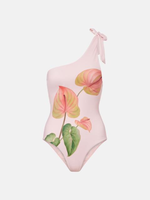 FARM RIO Anturium one-shoulder swimsuit