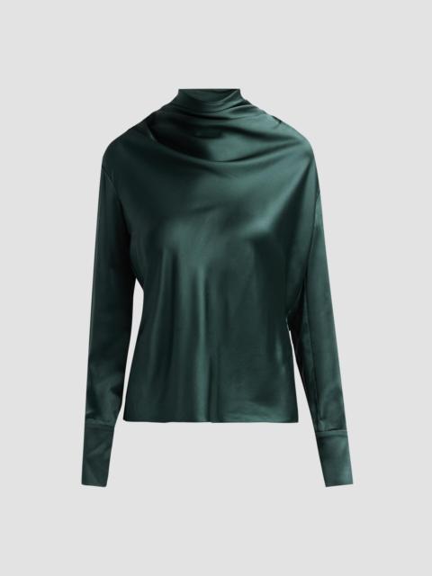 ADAM LIPPES Women's Blaine Draped Silk Charmeuse Top - Hunter Green