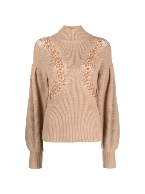 ULLA JOHNSON crochet-detail merino jumper