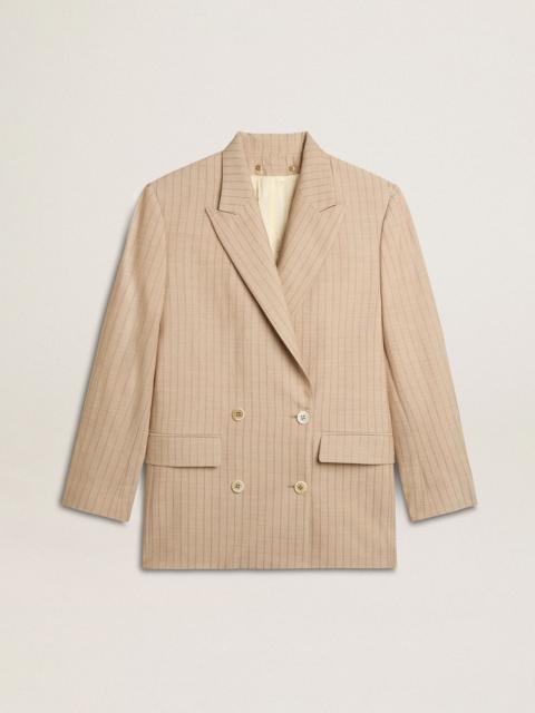 Women’s dark beige double-breasted blazer with button fastening