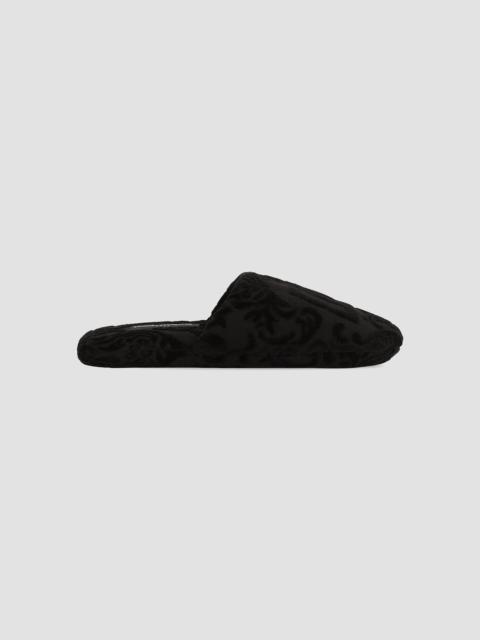 Dolce & Gabbana Women's Crosswise DG Logo Jacquard Slippers - Black