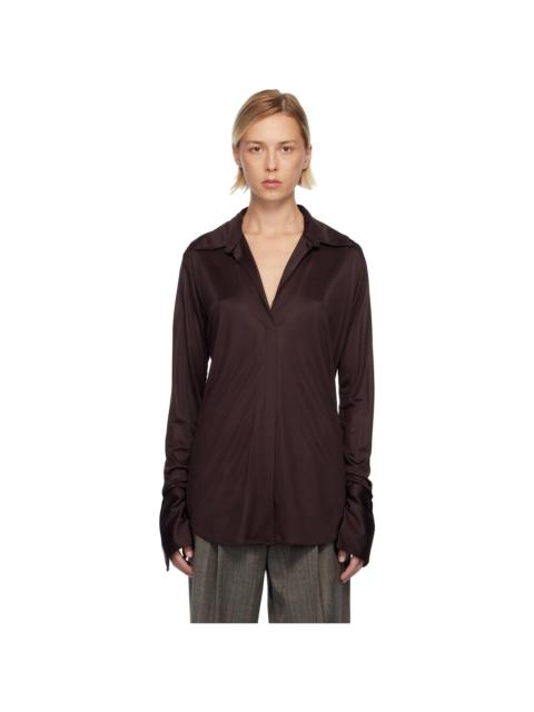 Dries Van Noten Burgundy Satin Shirt