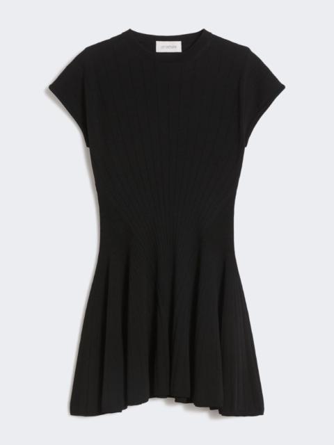 Knit dress, fitted at the waist - black