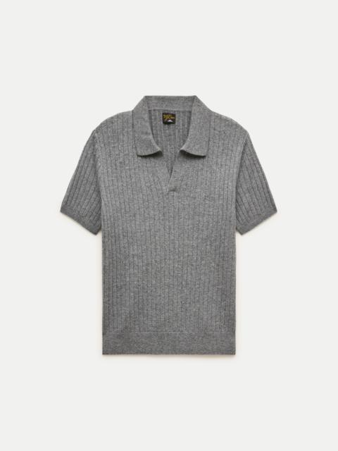 J.CREW Short-sleeve cashmere ribbed johnny-collar sweater-polo