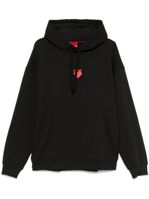 HUGO heart-print cotton hoodie