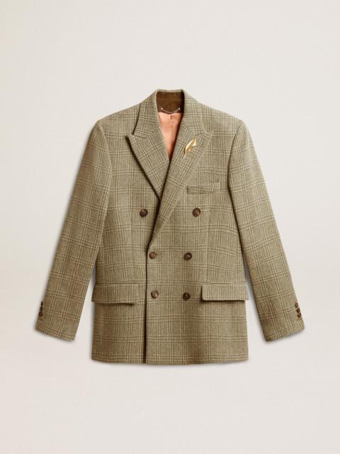 Men's double-breasted blazer in Shetland wool