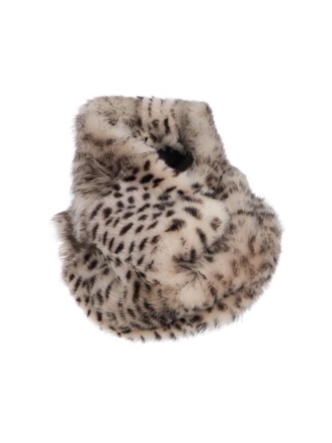 BRANDON MAXWELL Lynx Printed Oversized Shearling Neck Roll animal
