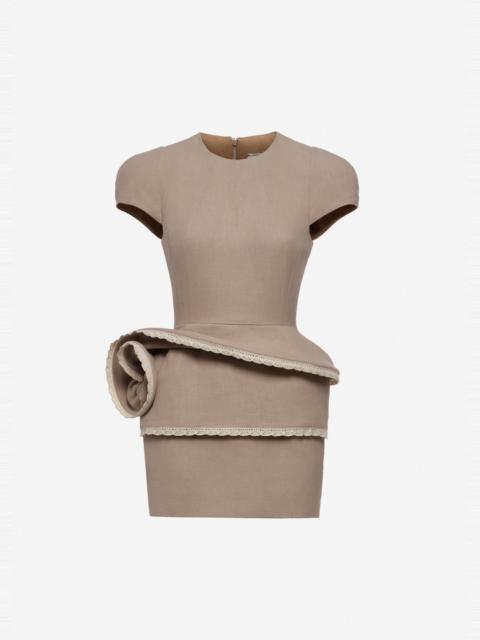 MAGDA BUTRYM Floral peplum mini dress in beige