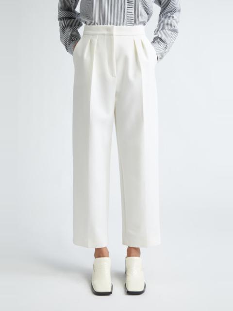 Max Mara Verbano Pleated Ankle Straight Leg Pants in White at Nordstrom