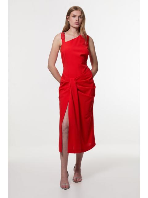 KAREN MILLEN Petite Tailored Asymmetric Neck Strappy Detail Dress