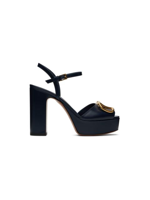 Valentino Navy VLogo Platform Heeled Sandals