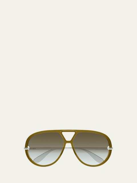 Bottega Veneta 63mm Acetate & metal Aviator Sunglasses