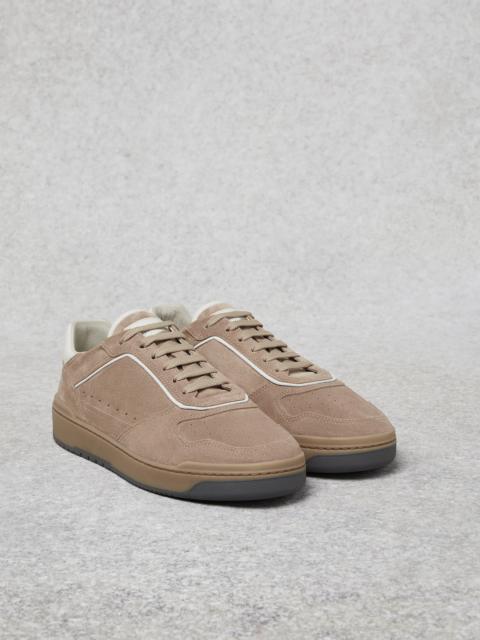 Washed suede basket sneakers