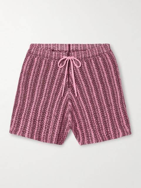The Elder Statesman Striped Crocheted Cotton Shorts