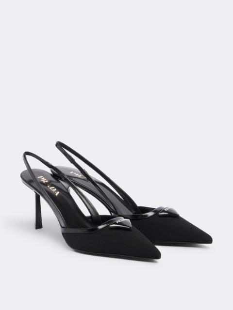 Prada Leather-trimmed slingback pumps