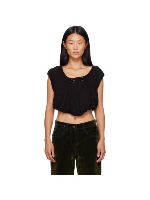 OPEN YY Black Shirred Jersey Vest