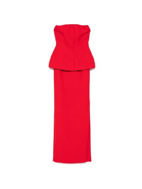 ROLAND MOURET strapless crepe maxi dress