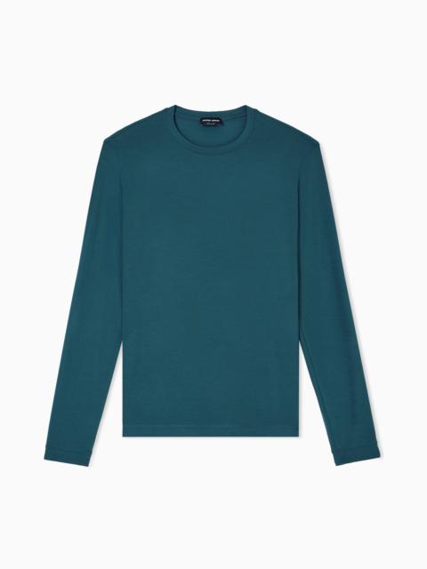 GIORGIO ARMANI STRETCH VISCOSE JERSEY JUMPER WITH CREW NECK AND LONG SLEEVES