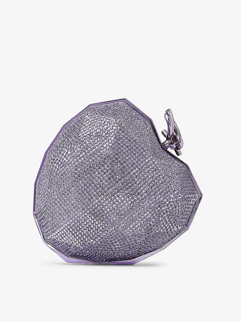 Faceted heart-shaped lucite clutch bag